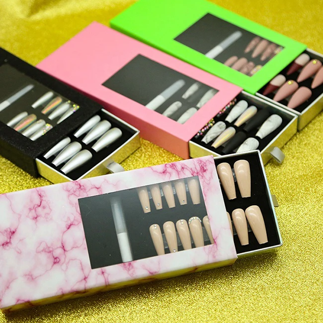 Wholesale Empty Nail Care Box With EVA/Blister Insert False Press on Nails Packaging Boxes