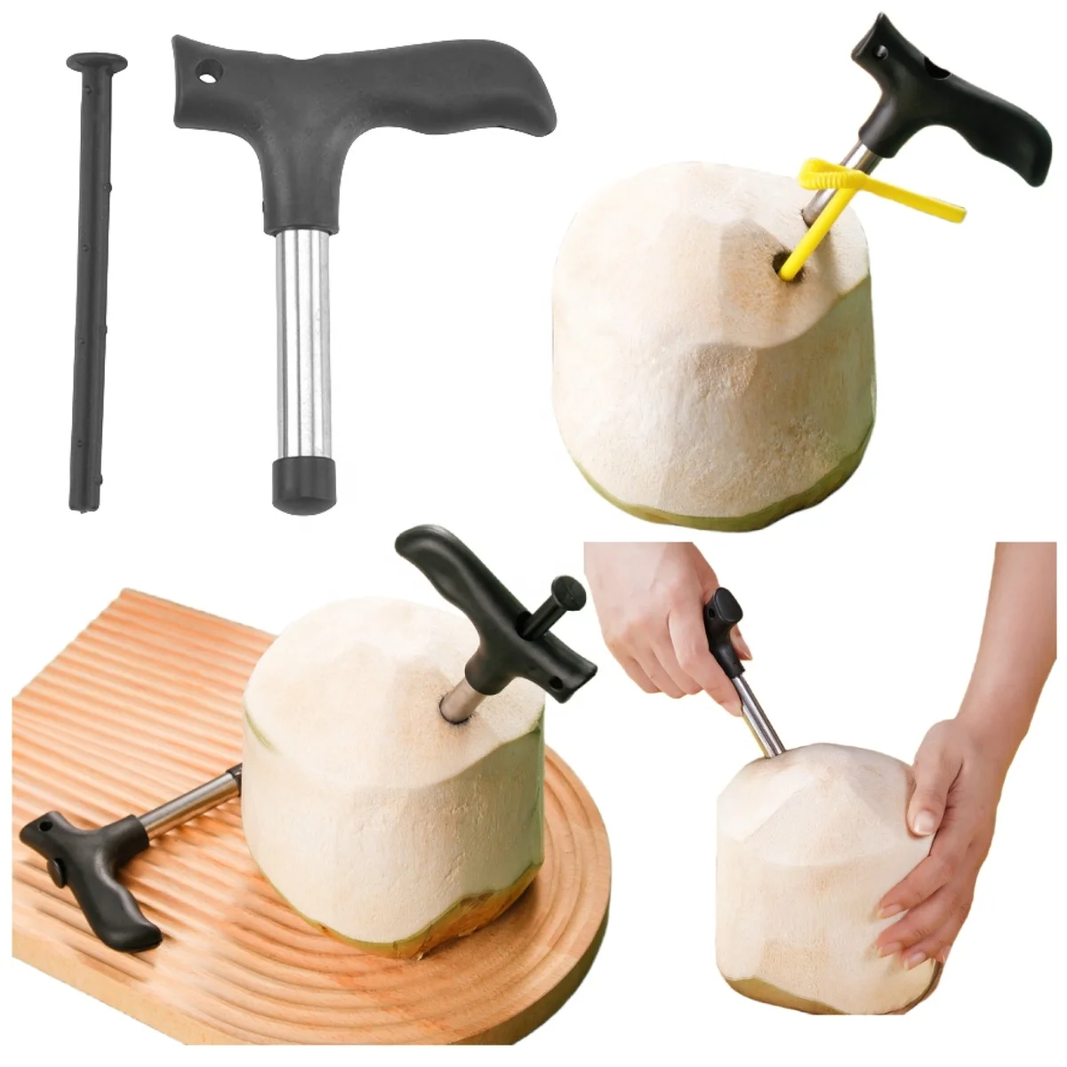 Useful Punch Coconut Opener Opening Driller Portable Coconut  Drilling Tool Stainless Steel Coconut Opener