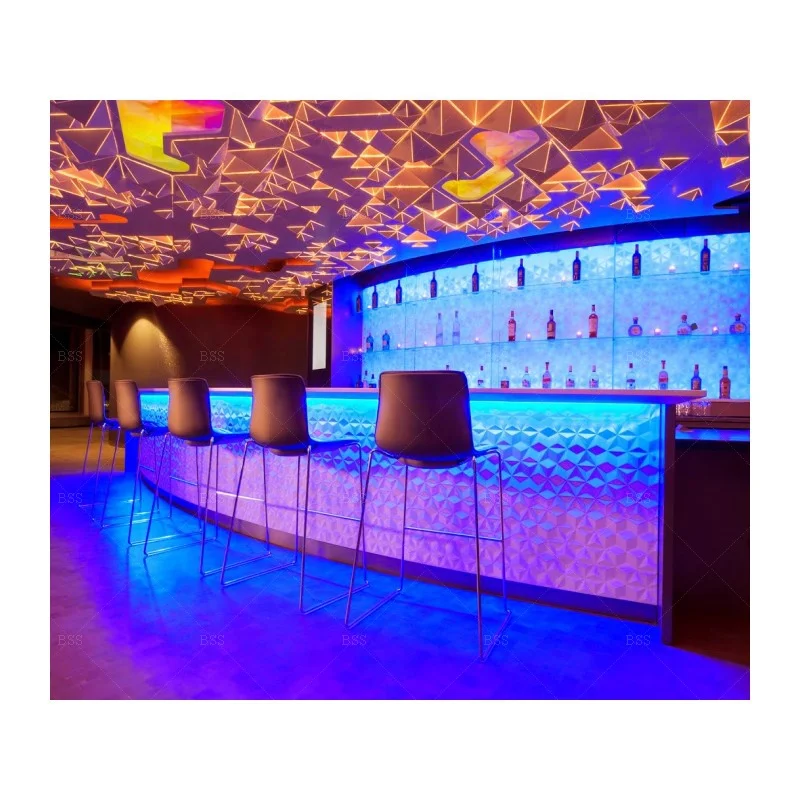 Динамические изображения кафе, магазина, барной стойки, современный дизайн, современный белый прочный светодиодный светильник, изогнутая стойка для кафе и бара