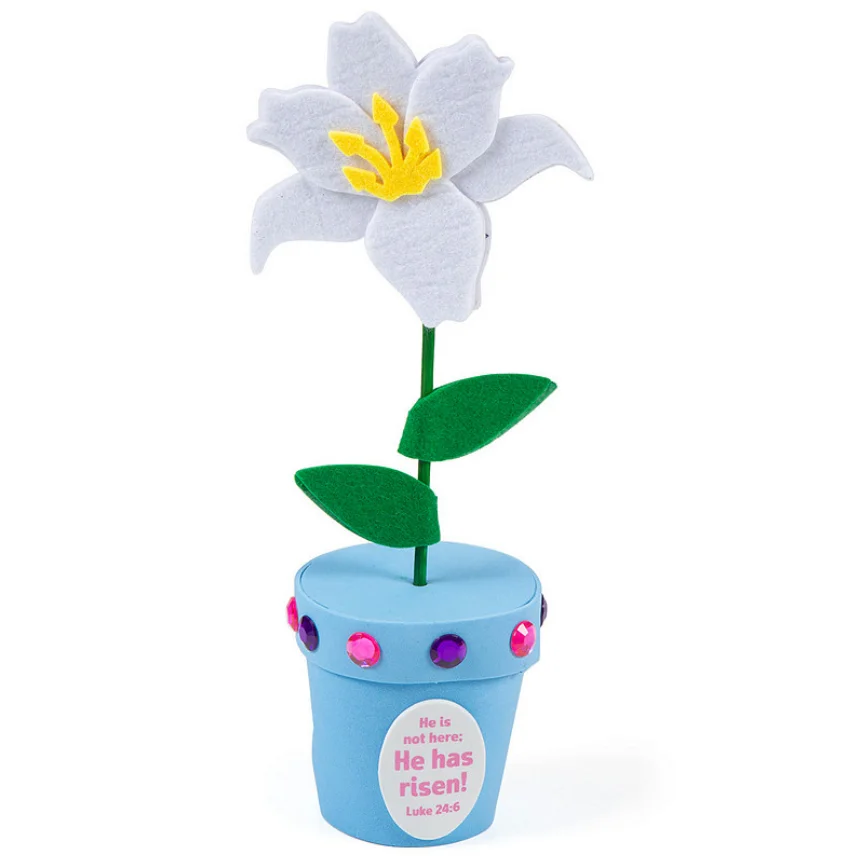 Easter lily craft kit is the perfect hands-on activity for an Easter-themed Sunday School lesson.