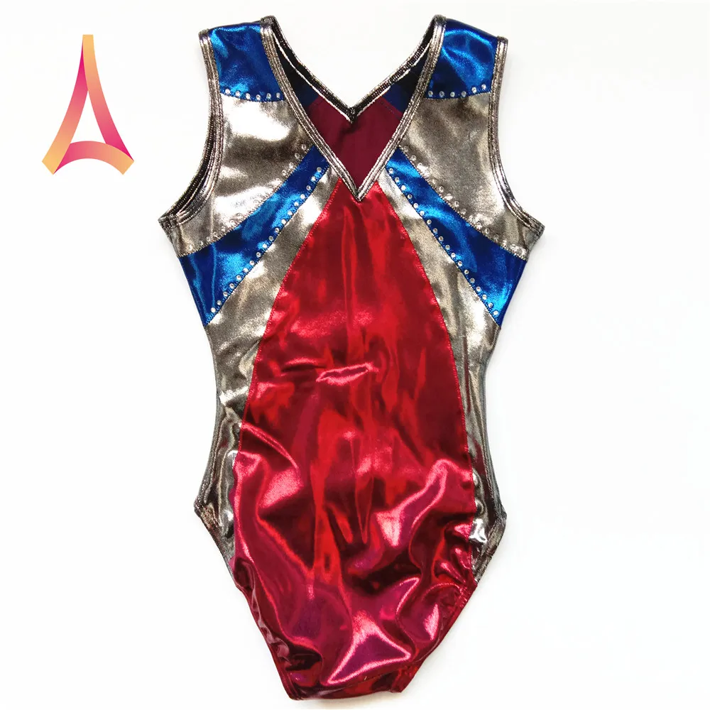 Shining Training Use Spandex Red Gymnastics Leotards for Girls