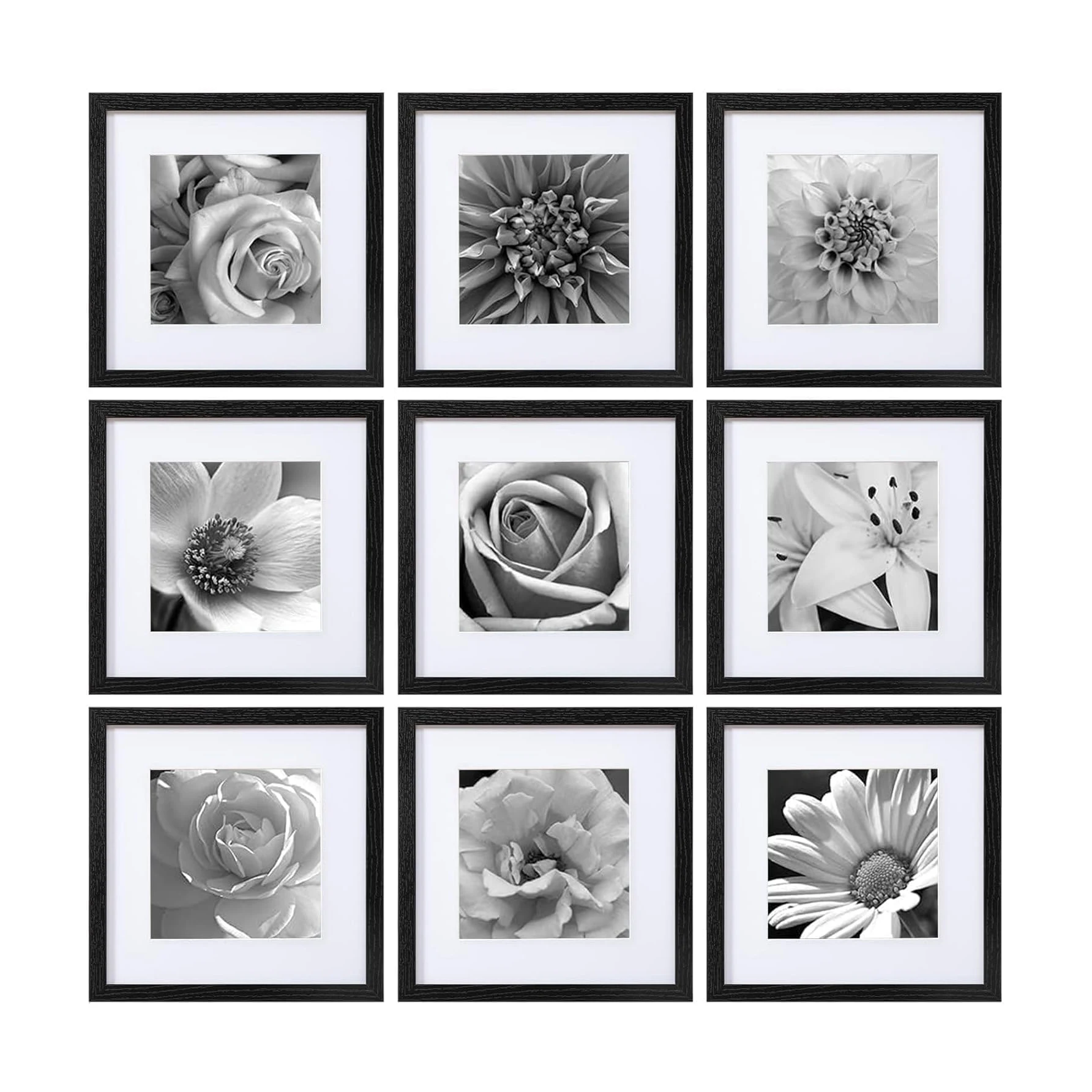 Home Decorative  Wall Gallery Hanging Square 12x12  Picture Frame Wall Gallery Frame Set with 8x8 Mat