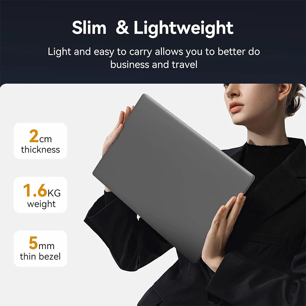 Laptop Computer 16GB DDR4 RAM Laptop 256GB SSD Quad-Core 15.6 Inch 1080P IPS Display Win11 Laptops WiFi 5 Fingerprint USB Type-C