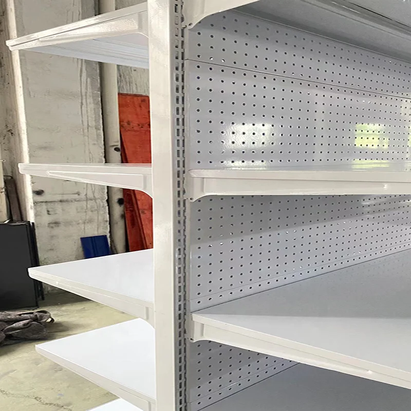 Custom Commercial Metal Pegboard Panel Supermarket Equipment Retail Product Large Capacity Gondola Display Shelf Stand Rack
