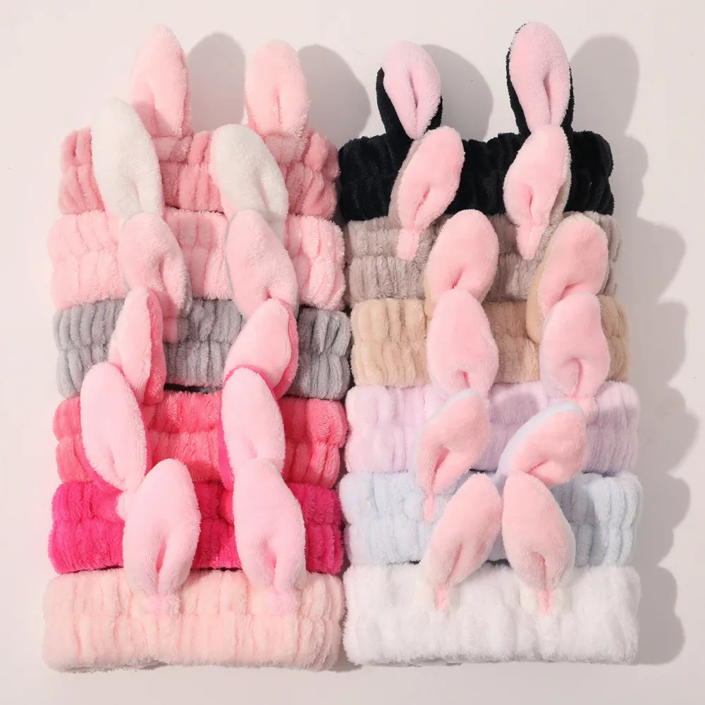 Woman Lovely Rabbit Headband Bow Elastic Hairband Wash Face Turban Girls Cute Hair Holder Ladies Band Hair Accessories Bunny Ear