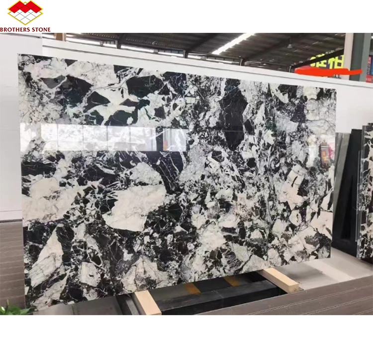Polished Napoleon Black Marble Glossy Bulgari Black Marble with White Veins for Hotel Villa Long Wall Panel Floor Tile