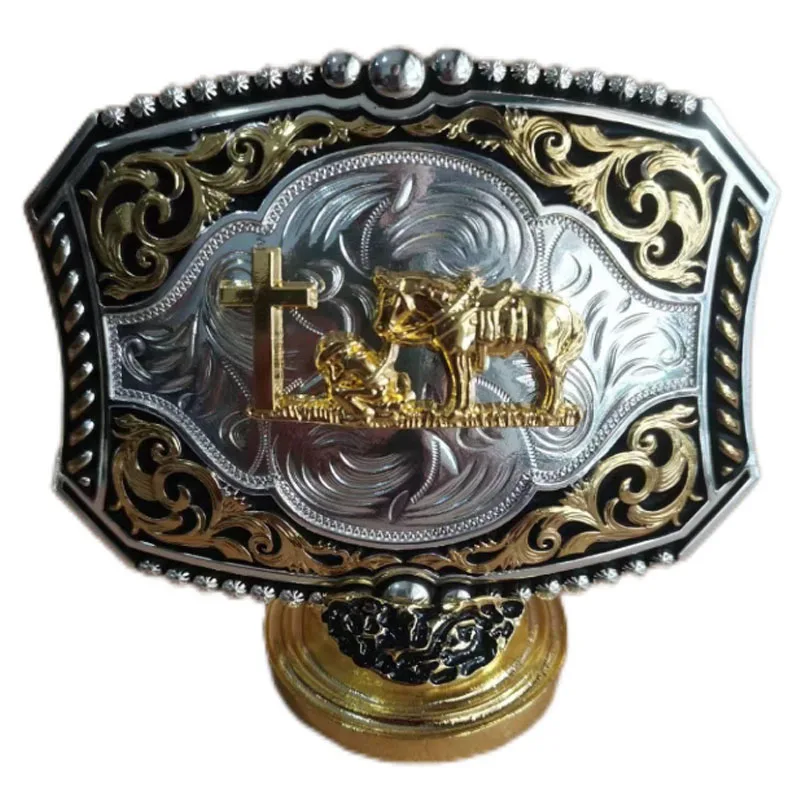 Texas State Map Flag Large Huge Rodeo Western Gold Tone Belt Buckle