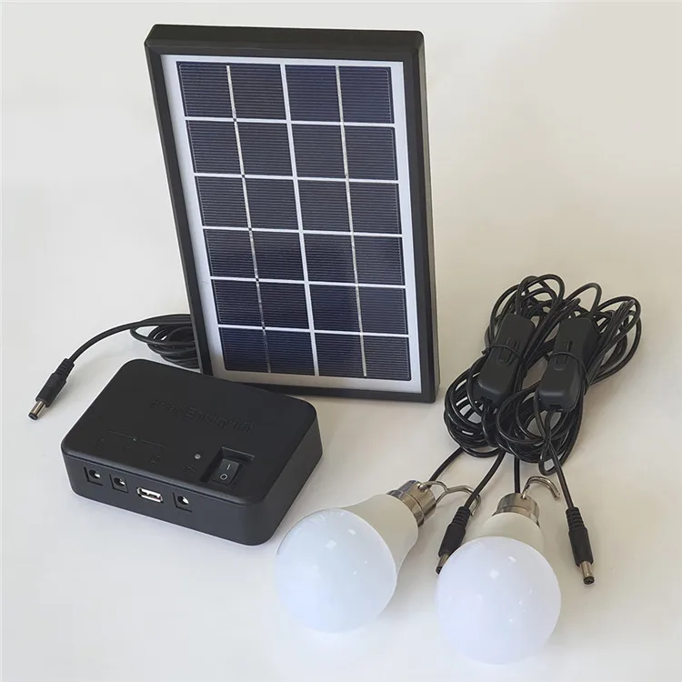 LED  Mini Solar Power Lighting System with 3W 5V Panel  for Lighting and Mobile Charging Solar Energy System