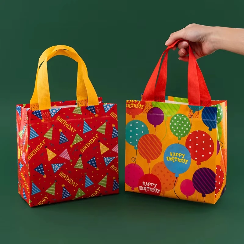 Custom Logo Recycled Eco Non-woven Tote Bags Fabric Gift Package Kids Child Waterproof Storage Reusable Pouch Party Favors