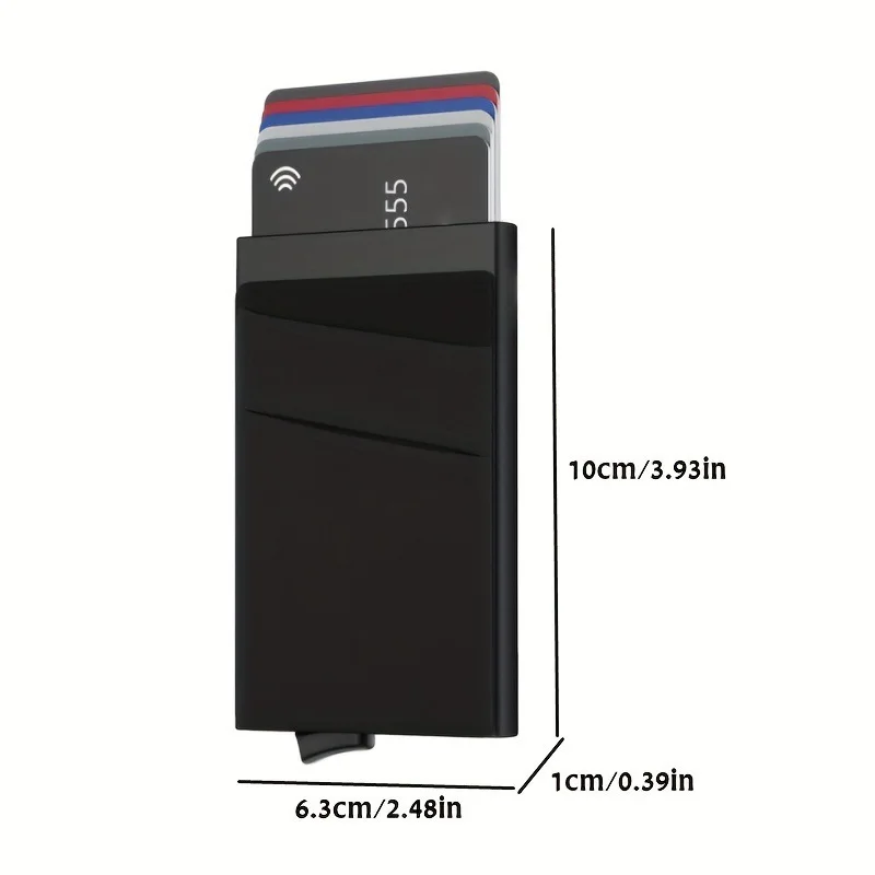 Minimalist RFID Blocking Metal Credit Card Holder Slim Pop Up Wallet with Money Pocket for Men
