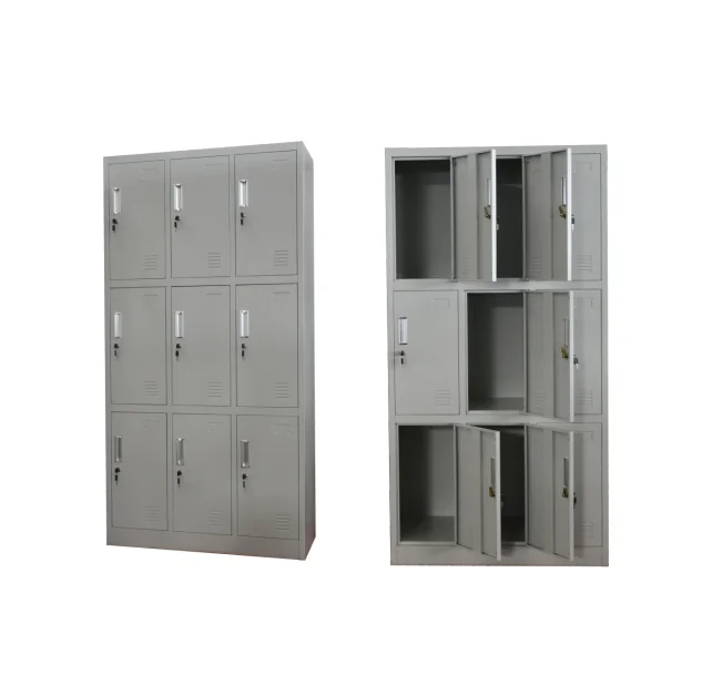 Modern steel school dormitory clothes cabinet furniture 9 door grey wall mount storage locker