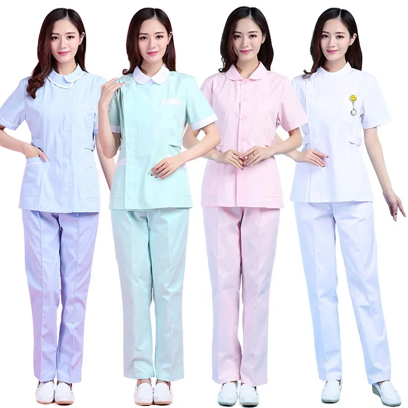 2024 OEM 100% Cotton Hospital Uniform Nursing Scrubs Suit Sets Logo Doctor Custom Scrubs Uniform Unisex Medical Scrubs