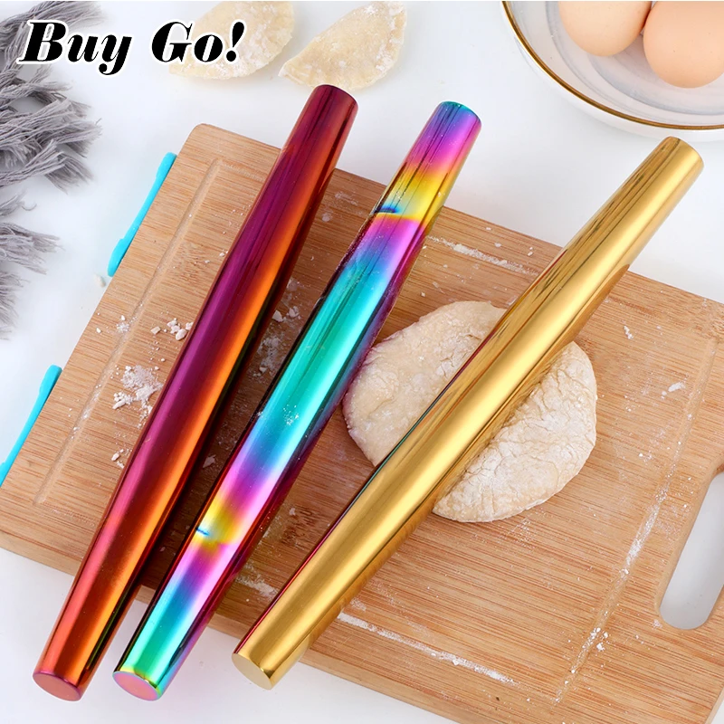 Baking Tools Cake Pizza Pasta Baker Roller Stainless Steel Dough Wrapper Rolling Pin