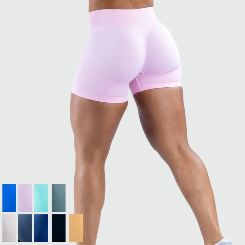 Wholesale seamless scrunch butt workout shorts low waist impact workout running athletic shorts women peach buttock yoga shorts