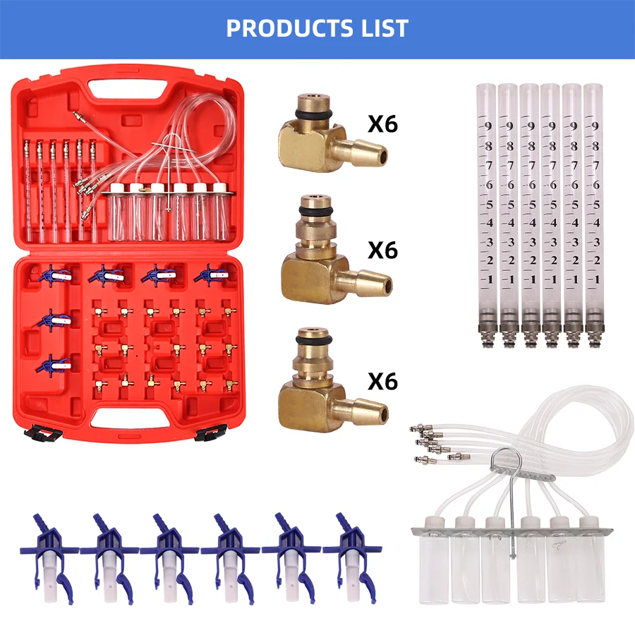 Diesel Injector Flow Meter Diagnostic Tool Cylinder Common Rail Adaptor Fuel Tester Set
