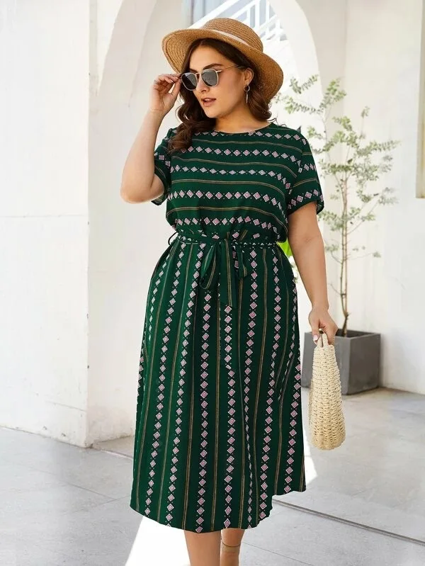 European American and Middle East plus size dress muslim chiffon skirt Arabian print dress