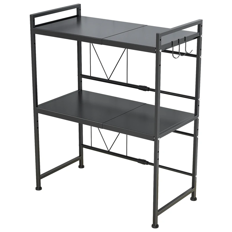 Black and white color  3-tier kitchen shelf  adjustable width and height Metal Microwave Oven Rack Shelf