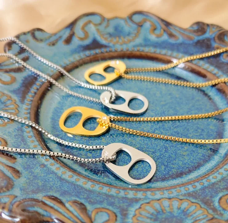 Soda Can Tab Necklace Sarah Cameron Inspired Outer Banks necklace stainless steel Gold Silver Necklace for Girls