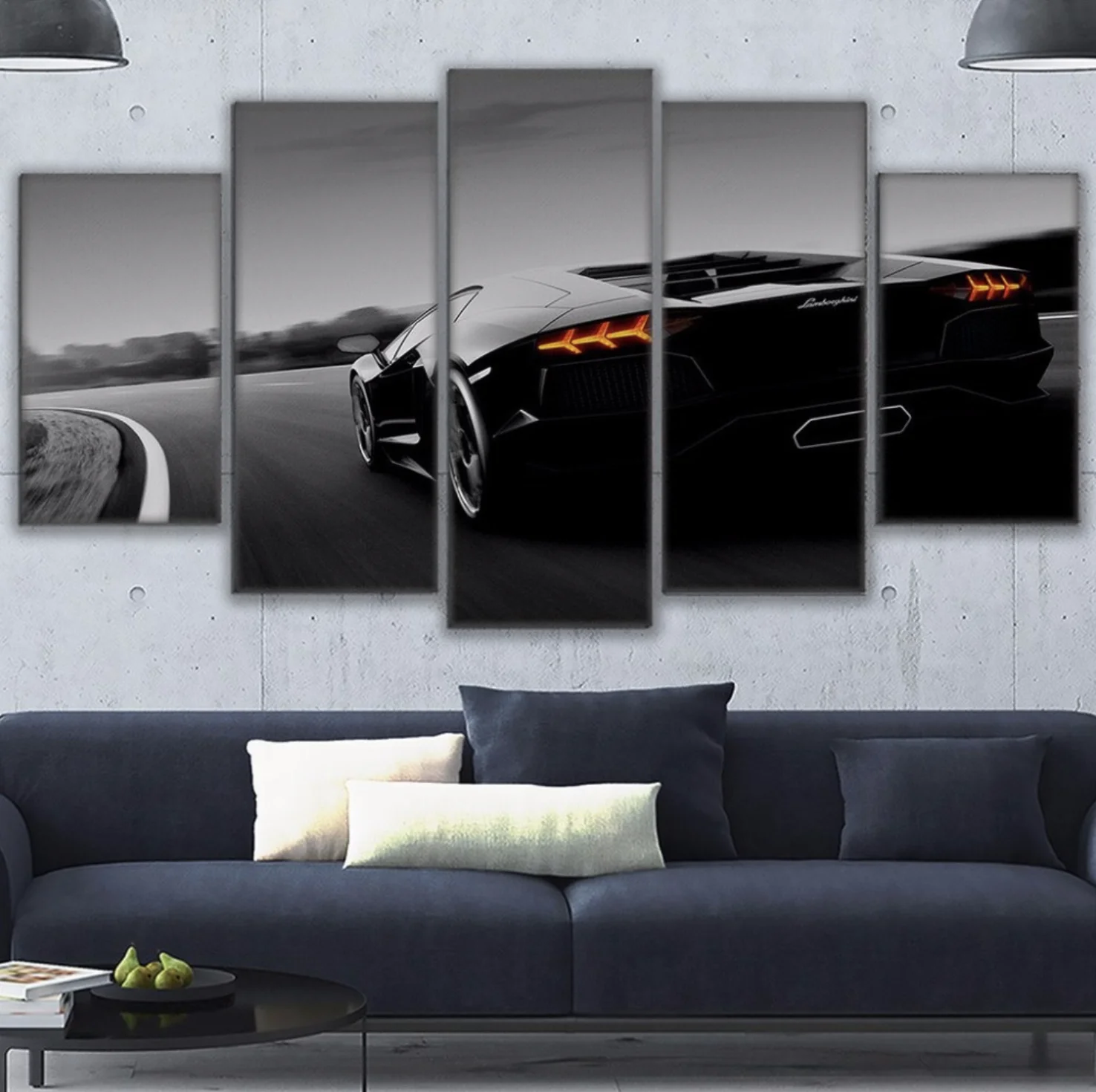 Modern Un-stretched Picture Painting Black Sport Supercar Racing Car Canvas Poster Print for Decoration