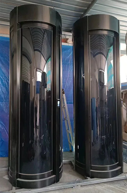 Shape Commercial Security Glass Door Lock With Key For Entrance Security Automatic Curved Flutted Glass Door Bank ATM Doors