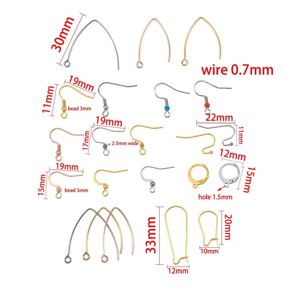 Stainless Steel 18K Plated Spring Ball Dangle Earring Wire Non tarnish Ear Hook Accessories For Diy Jewelry Making components