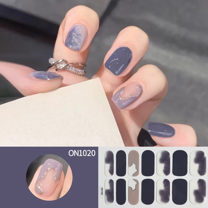 Full Wrap Nail Stickers Nail Polish Strips Gradient Stickers Glitter Self Adhesive DIY Art Decals Strips for Holiday Nail Decor