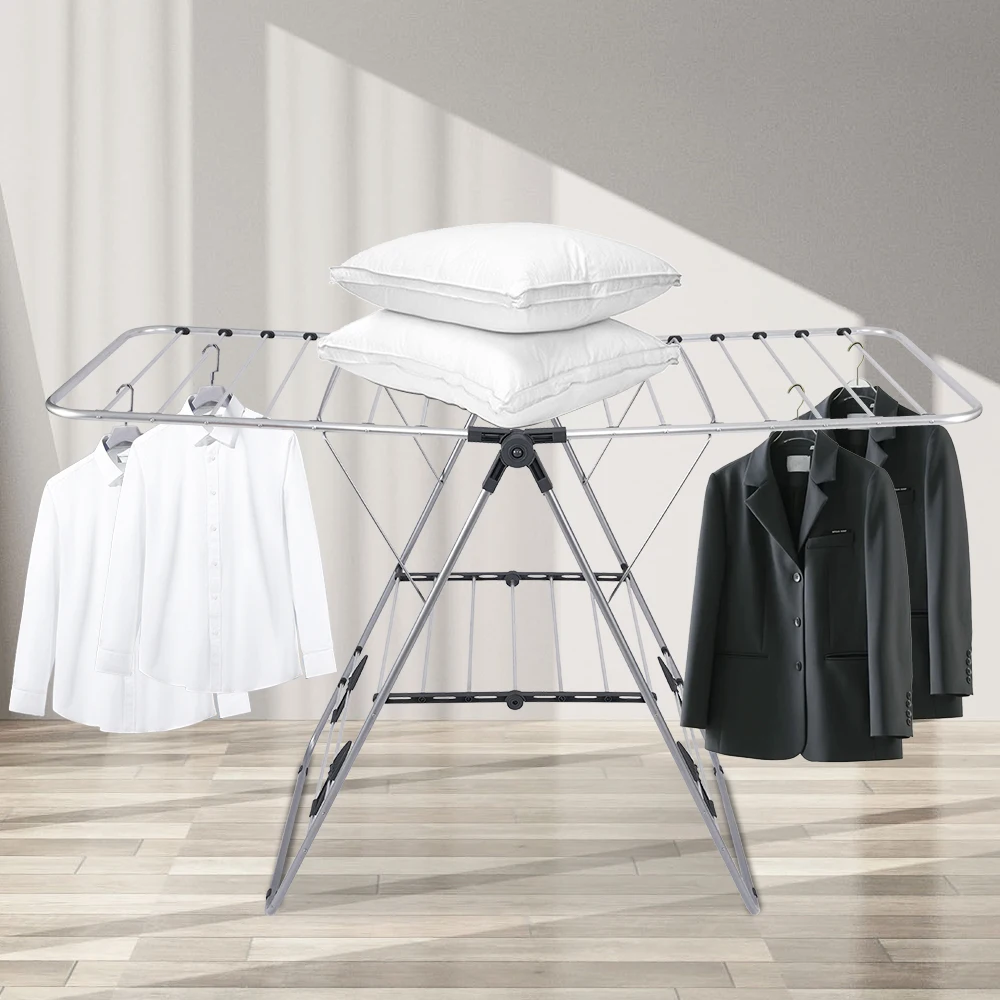 European style  Aluminium Metal Laundry Rack Clothes Drying Cloth Drying Rack For Balcony