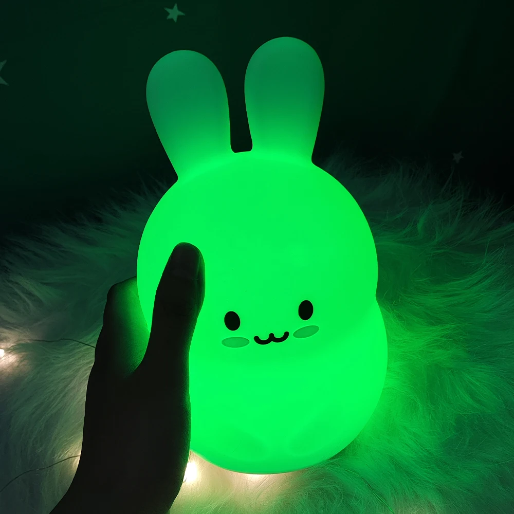 Baby Nursery Lamp Breathing Led Pat Night Light Bunny Rabbit Silicone Creative Night Light for Living Room Bedroom Decor