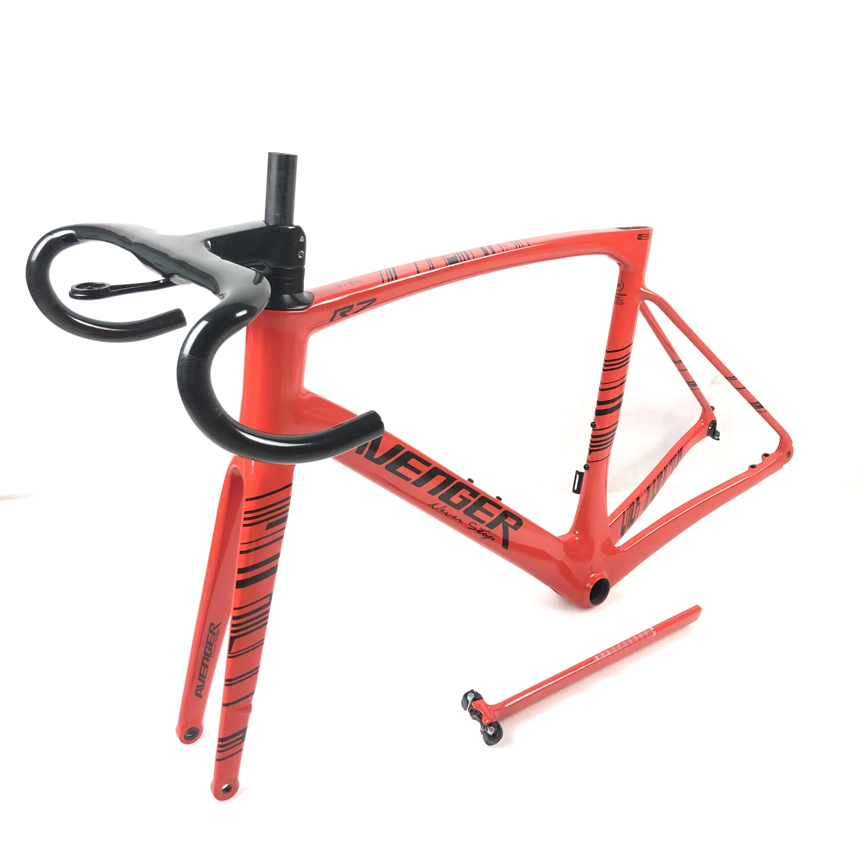 Aero Fully hidden internal cable disc road frame for paint Avenger R7