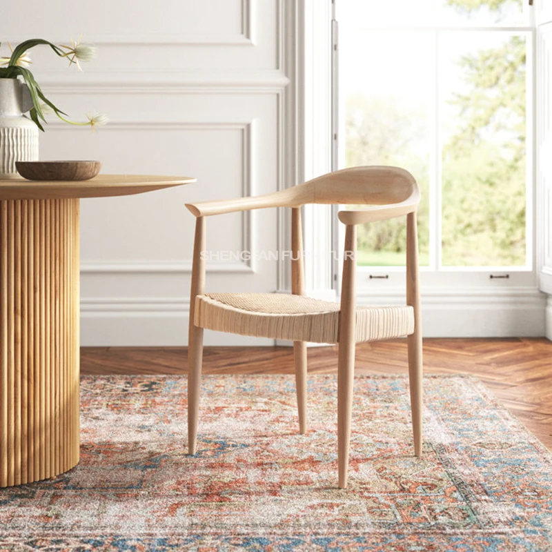 Directly factory Danish Solid Oak Rubber Wood Arm Chairs Kennedy Dining Living Room Chair With Armrest For Office