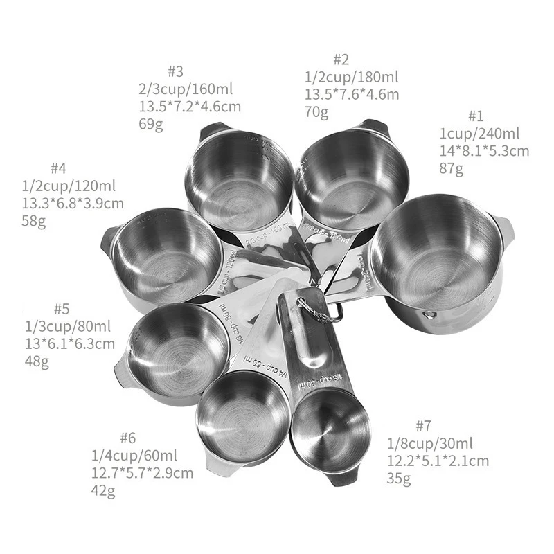 Лидер продаж, кухонные приборы для готовки выпечки, металлические мерные чашки, набор мерных ложек и стаканов из полированной нержавеющей стали