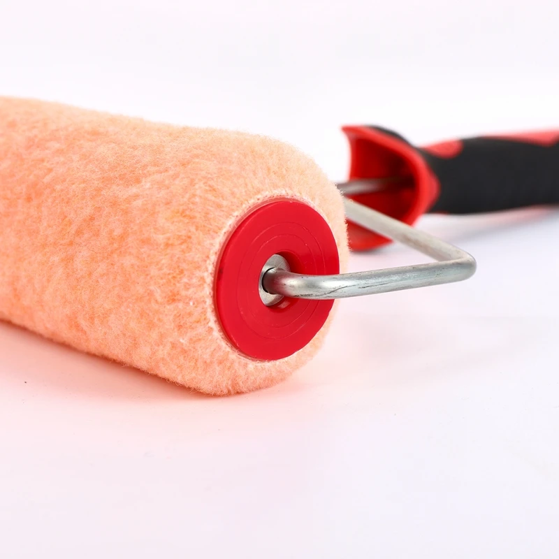 9 Inch Brush For Wall Repair Roller Paint Pink Cover Quickly Removes Red And Black Rubber Handle Roller Brush
