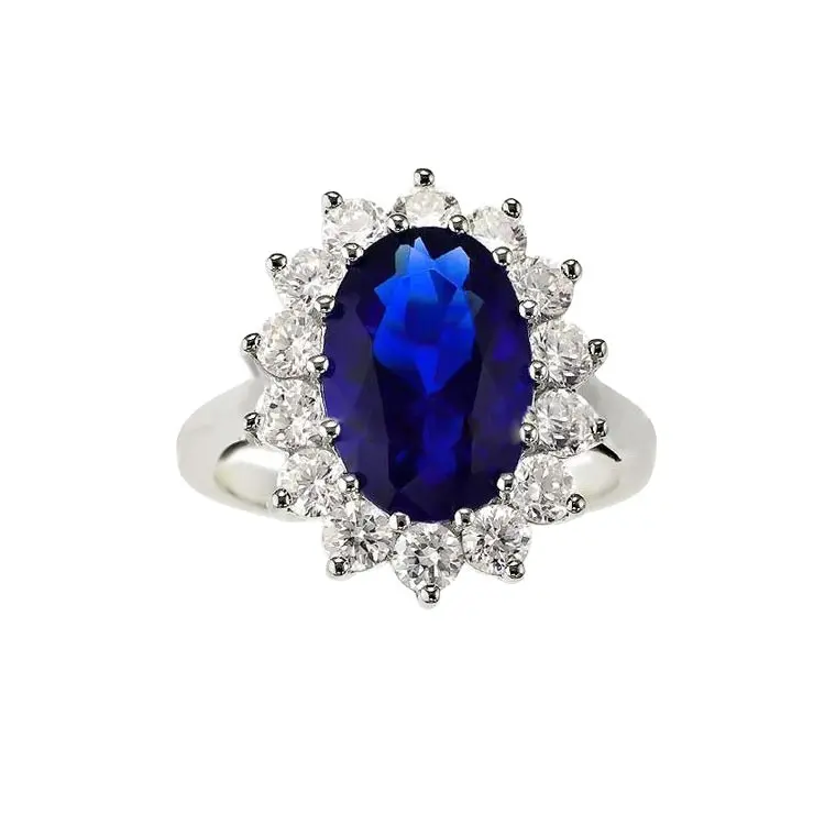 Sapphire Wedding Ring Latest Italy Jewelry Clear and Blue Sapphire Big Stone Ring