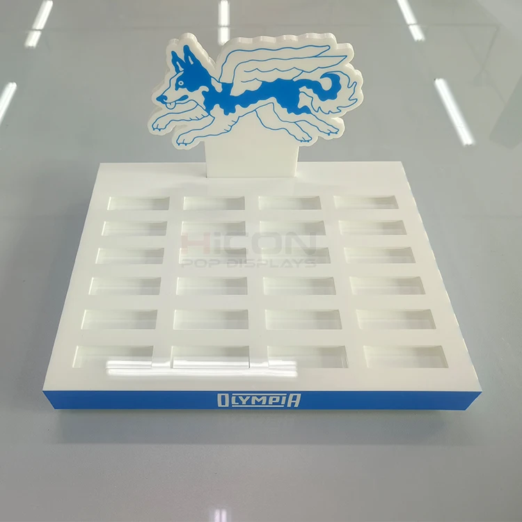 Custom Tabletop Tall Dog Shape Logo Acrylic l Bend Stand Display Durable White Acrylic Stand Display For Retail Store