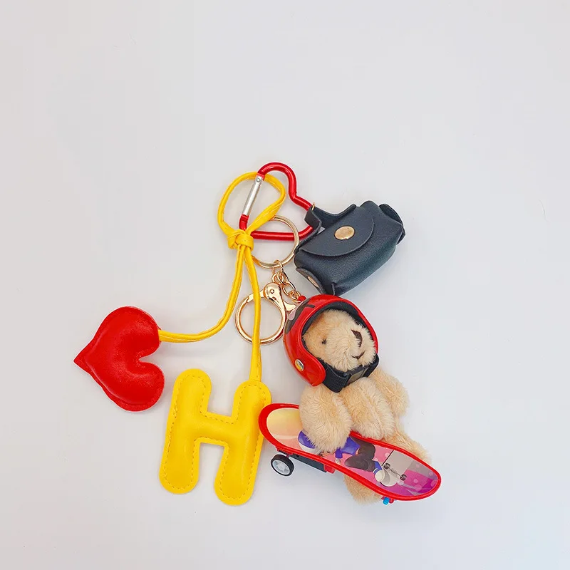 C&J YANYE Helmet Skateboard Bear Mobile Phone Pendant Couple Bag Hanging Bag Pendant Promotional Gift Keychain Pendant Set