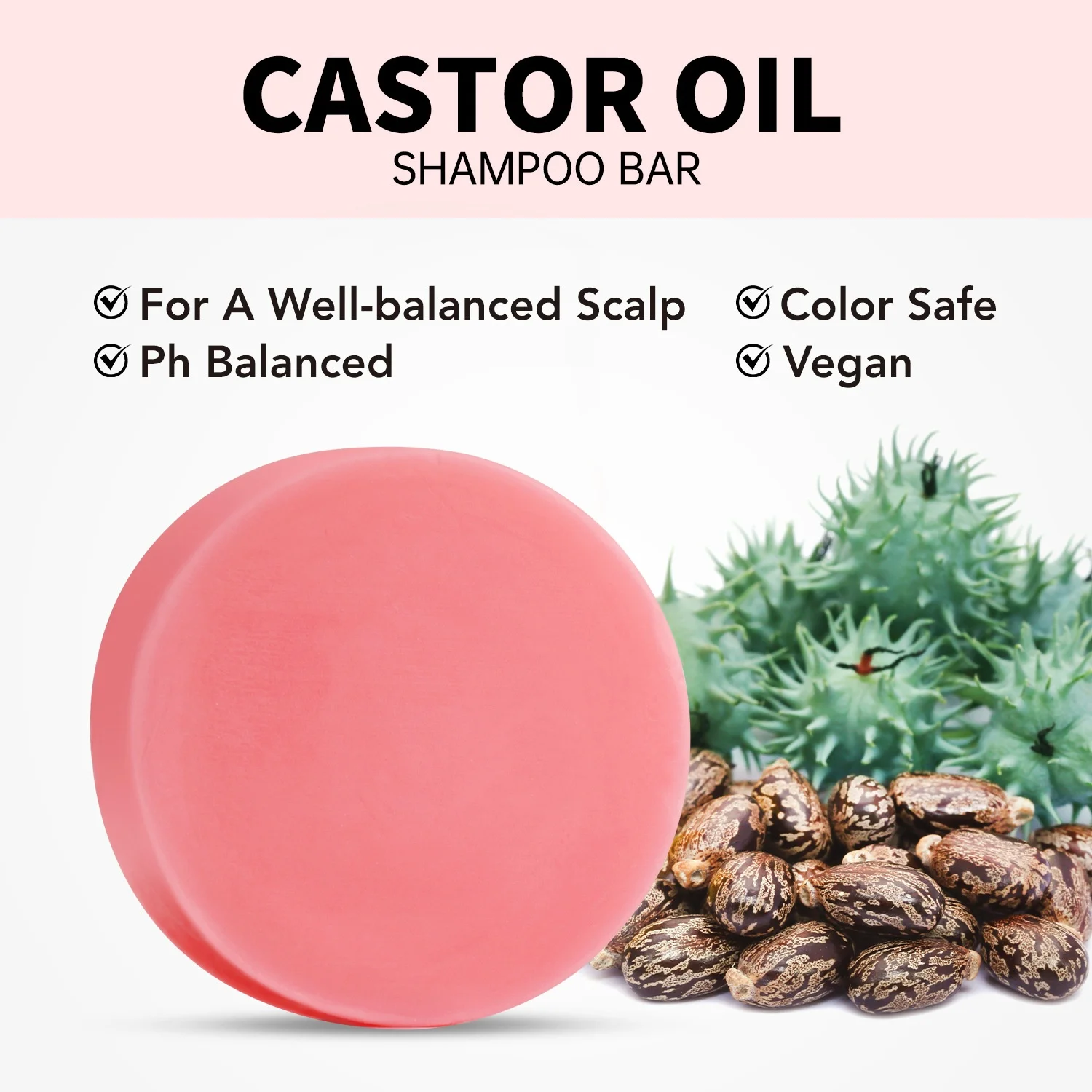 100g Castor Oil Soap Shampoo Deep Cleansing and Moisturizing Nourishing Hair with Foaming Mesh Solid Form
