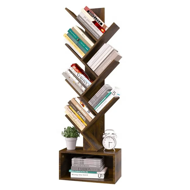 Cheap price Customized wooden  Tree Branch Model  Book living room white corner storage  Shelf