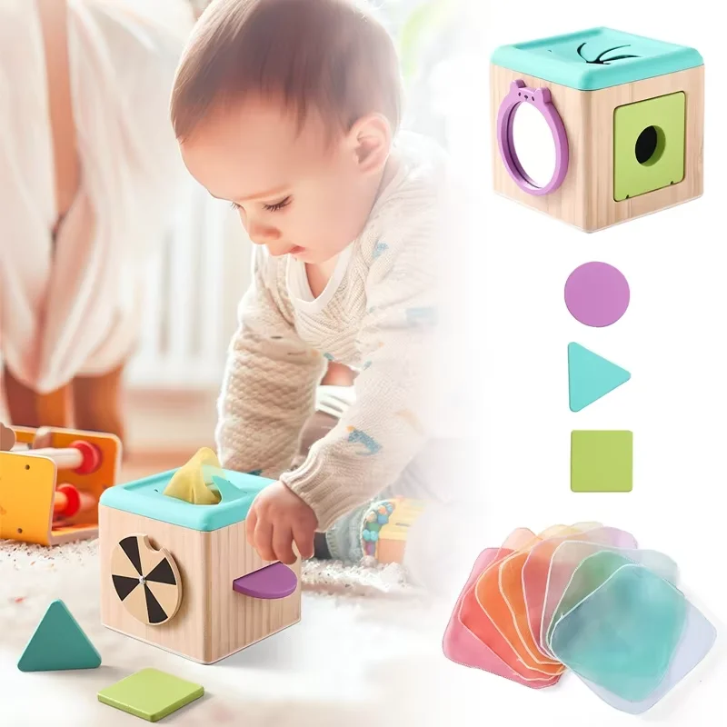 Montessori Toys Wooden Magic Tissue Box 0-3Years Baby Finger Exercise Busy Cube Sensory Toys Kid Educational Activity Game Gifts
