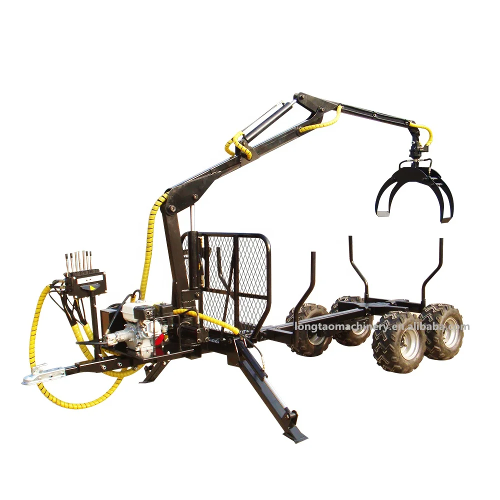 TUV Approval 1.5t Load Capacity ATV Timber Trailer, ATV Log Trailer, ATV Logging wagon with Crane