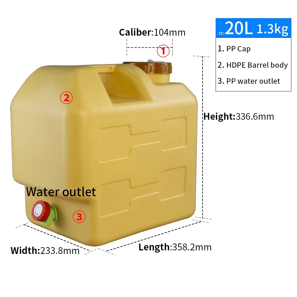  Портативный 20 л пластиковый jerrycan HDPE 5 галлонов емкость для воды с краном и жидким мылом бутылка лосьона улицы автомобиля