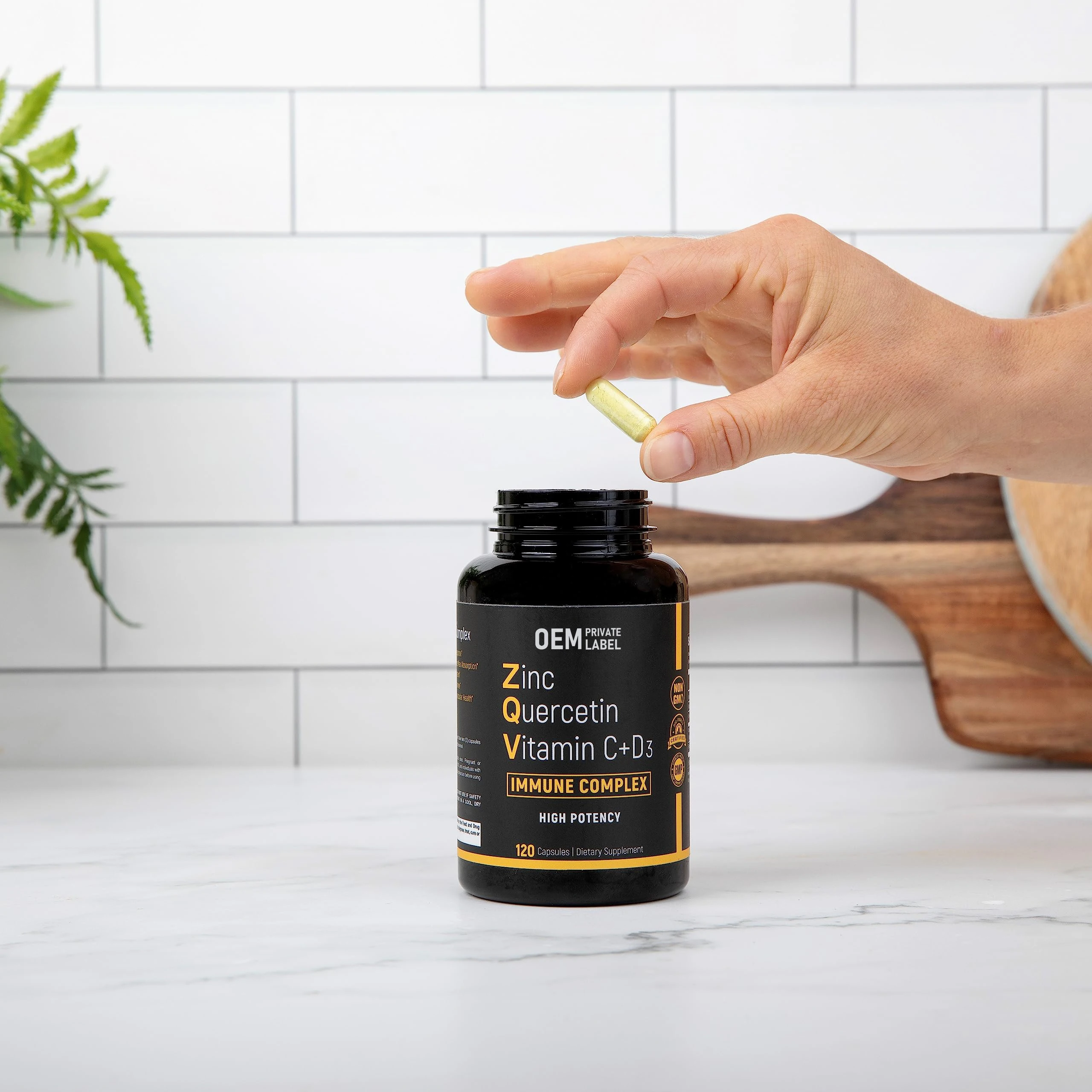 OEM Zinc Quercetin 500mg with Vitamin C Vitamin D3 Bromelain Immune Support High Potency Zinc Quercetin Capsules