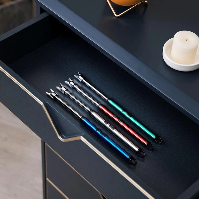 Best Quality Windproof Rechargeable USB Electric Plasma Lighters BBQ Lighter Stainless Steel Shell Hanging Hook with Bendable