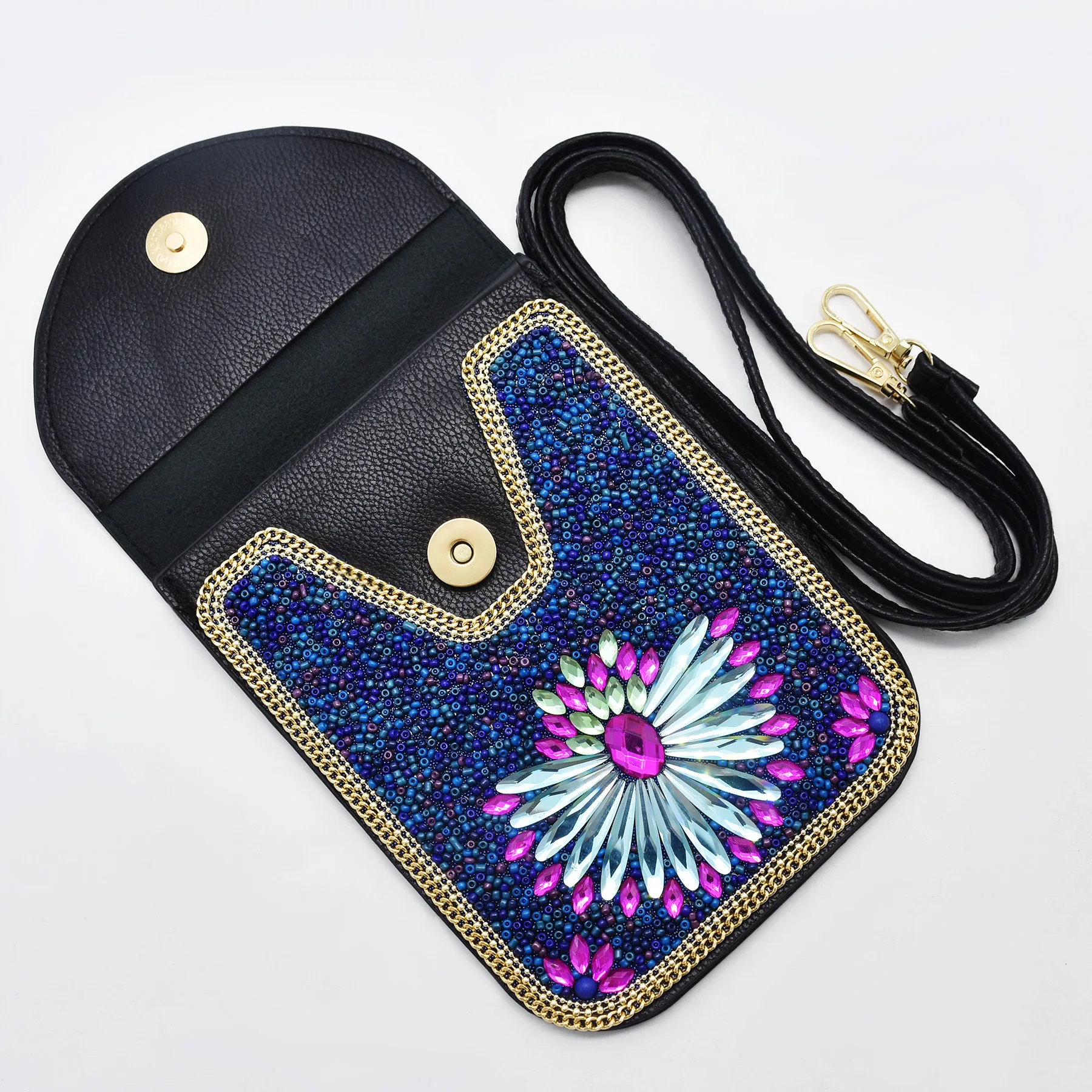 Bohemian Belts for Women Wide Stretch Elastic Waist Belt Body Chain Handmade Beaded Flower Adjustable Belt for Women