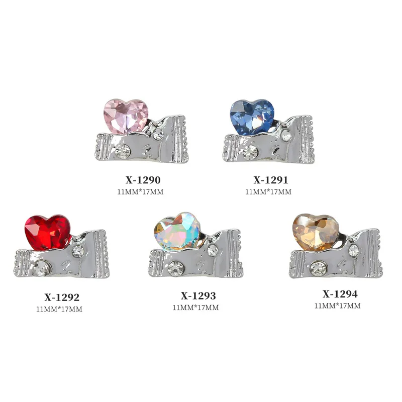 Pink Zircon Love Heart Candy  3d Candy Girl Star Turtle Kawaii Luxury Rhinestones Nail Art Charm Diamond Decoration