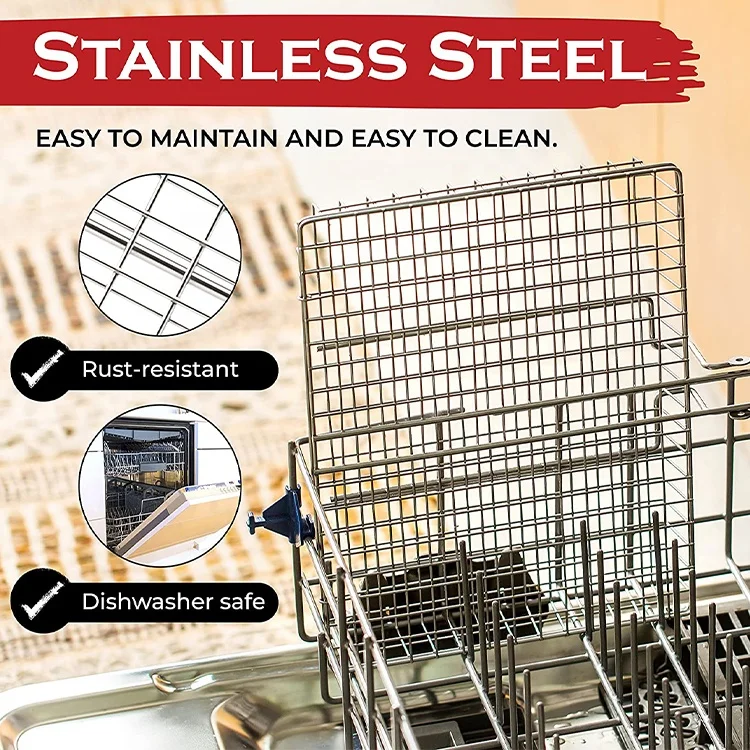 [AMZ HOT Sale]Stainless Steel Grilled Chicken Rack Wire Mesh Net Folder Basket Portable Fish Bbq Grill Set Basket