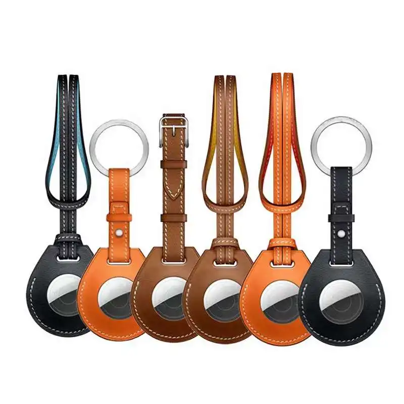 
Для airтеги чехол с кольцом для ключей отслеживание Натуральная кожа Защитный чехол оригинальный кожаный чехол 