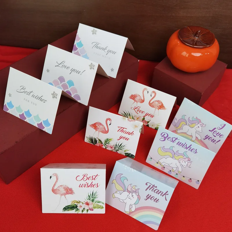 New High-End Listing Exquisite European Color Printed Cute Little Fresh Flower Shop Greeting Cards