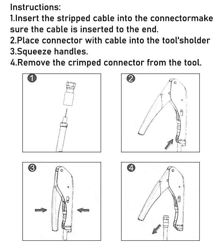 New Compression coaxial cable crimping tool F RG6 RG58 RG59 connectors Coax Crimper