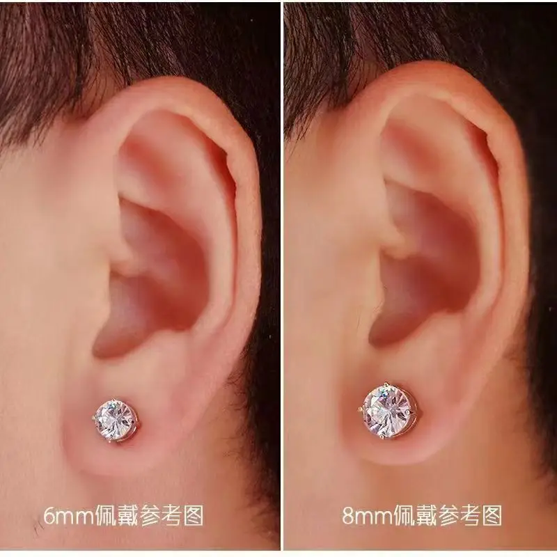 Strong Magnetic Ear Stud Clip Earrings for Women Men Punk Round Zircon Magnet Earrings Non Piercing Jewelry 1PC Crystal CLASSIC