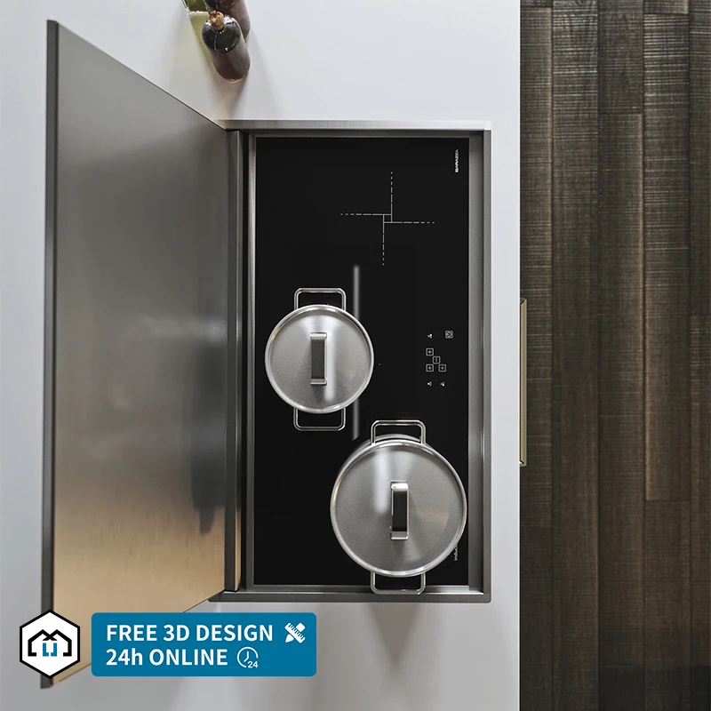 Modern modular island white pvc shaker design kitchen pantry